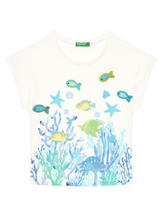 

Футболка обычного кроя 3I1XG10JH United Colors Of Benetton, экрю