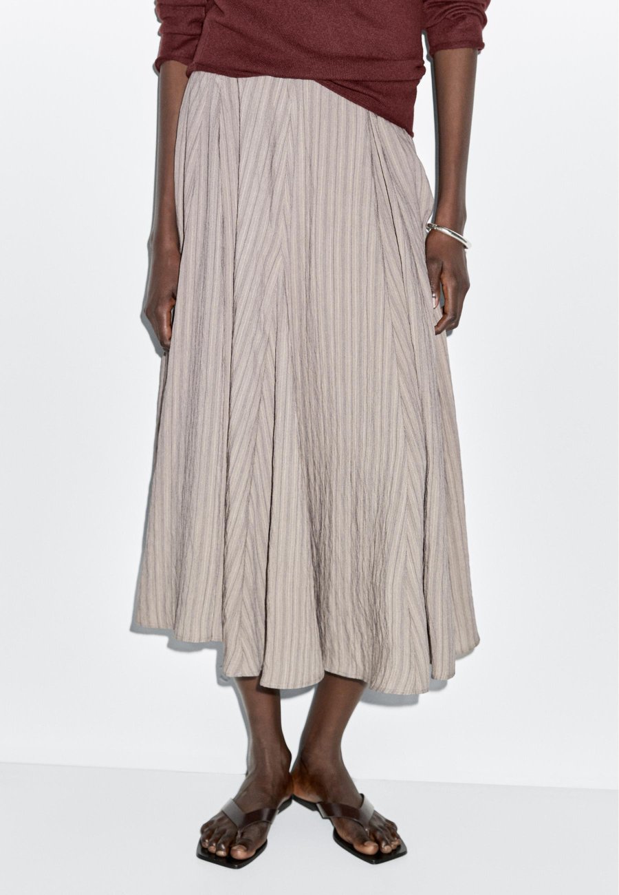 

Юбка Massimo Dutti STRIPED FLARED MIDI, Grey/Light Grey