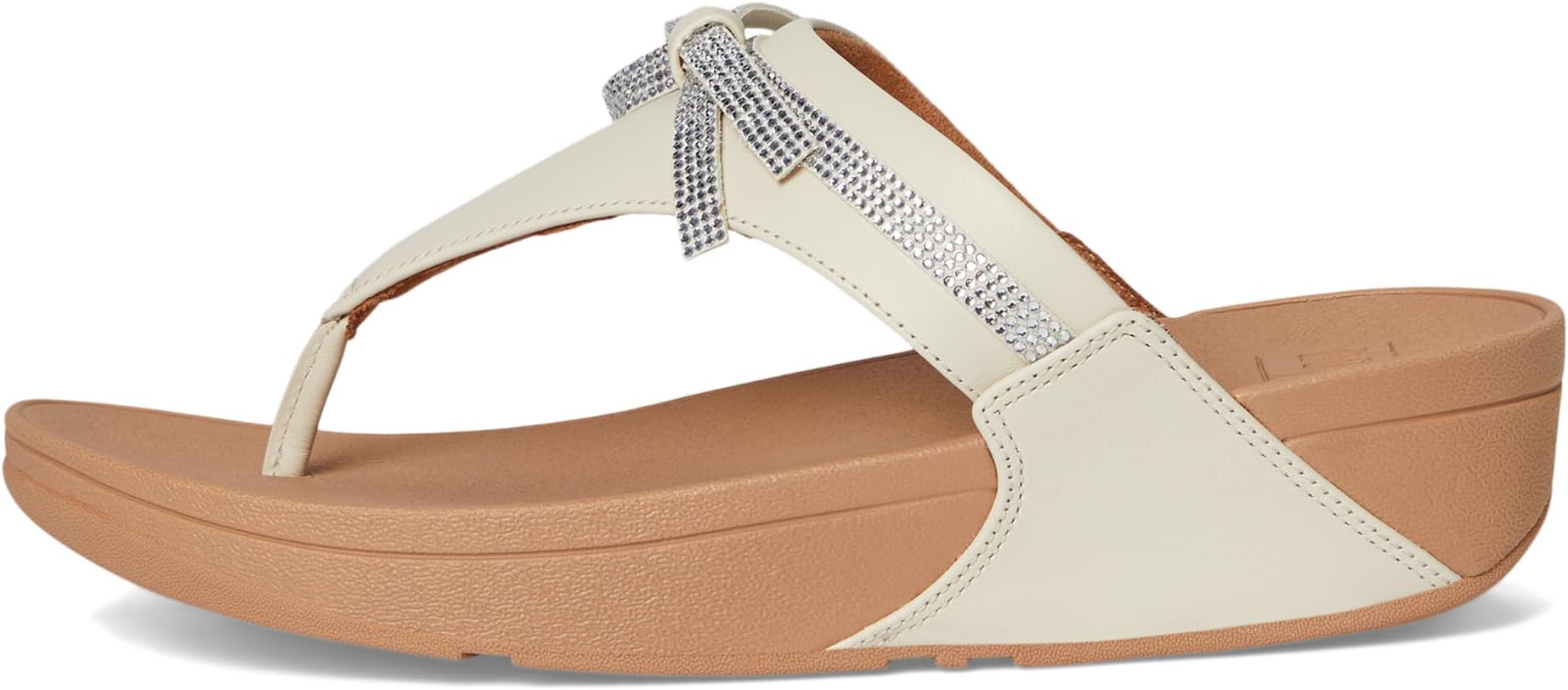 Женские сандалии Lulu Glitz-Bow из кожи с перекладиной на носке FitFlop, Paris Beige — фото 4