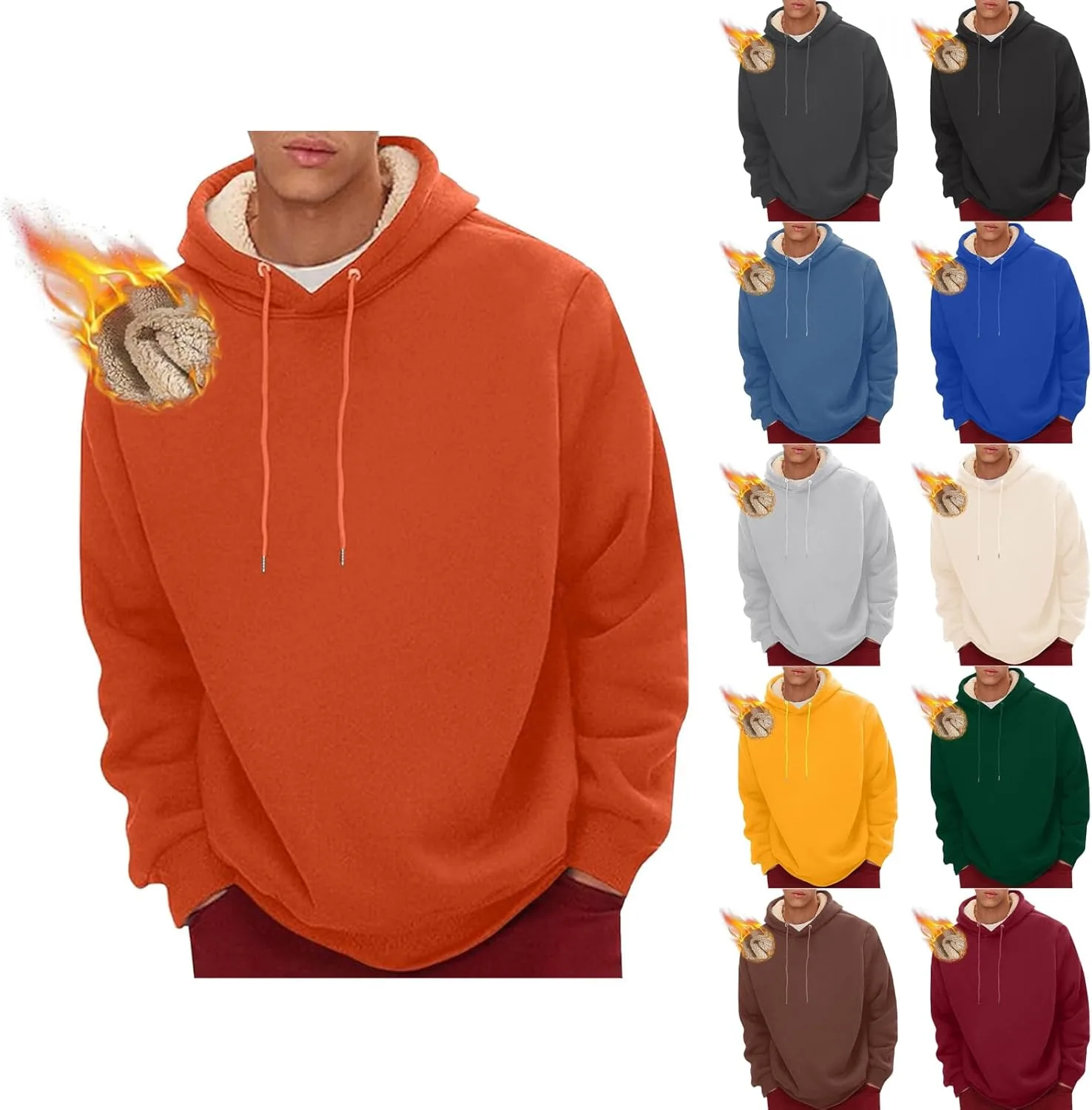 

Толстовка с капюшоном на флисе для мужчин, утепленная, зимняя dyiozbga