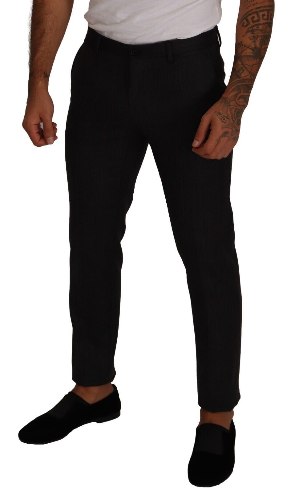 Элегантные серые клетчатые брюки Slim Fit Dolce & Gabbana — фото 3