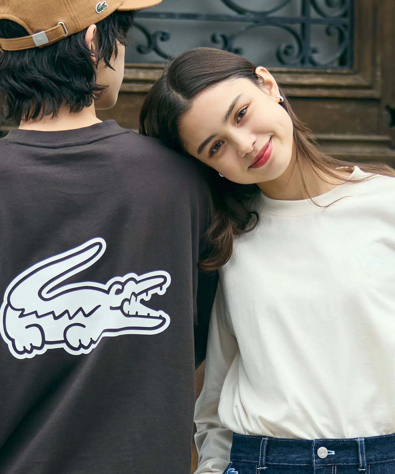 Футболка LACOSTE Oversize с принтом, фиолетовая — фото 3