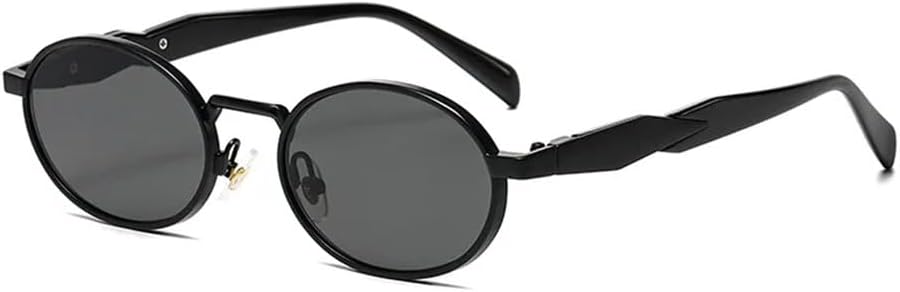 

Солнцезащитные очки в тонкой металлической оправе овальной формы для женщин и мужчин в стиле панк с защитой от УФ-излучения UV400, подходящие для занятий спортом на открытом воздухе, бега и езды на велосипеде UYPTK, Black Black