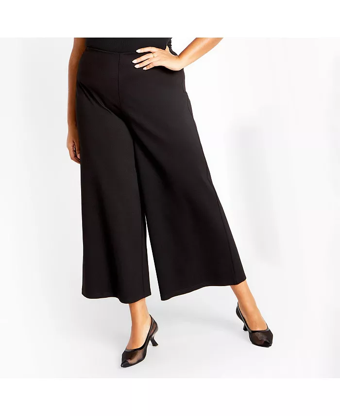 

Брюки Ponte Wide Leg Plus Size CITY CHIC, черный