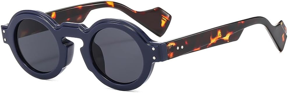 

Солнцезащитные очки UV400 с круглой оправой в стиле панк с двухцветными заклепками и прозрачными линзами. Подходят для женщин и мужчин, для бега и занятий спортом на открытом воздухе UYPTK, Blue