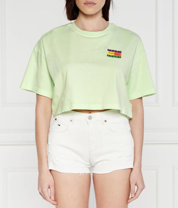 

Футболка женская Tommy Jeans короткая, зеленый