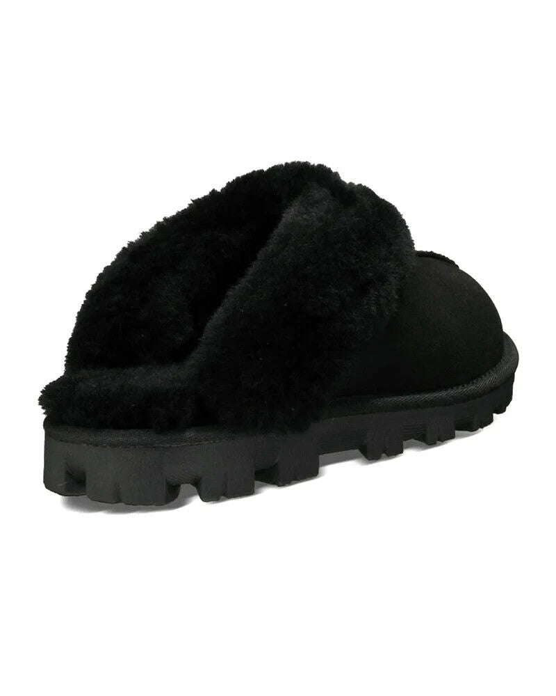 UGG Coquette 5125-FUR Тапочки Женские Черные Замша Отделка Мехом Слипоны Комфорт Клоги — фото 4