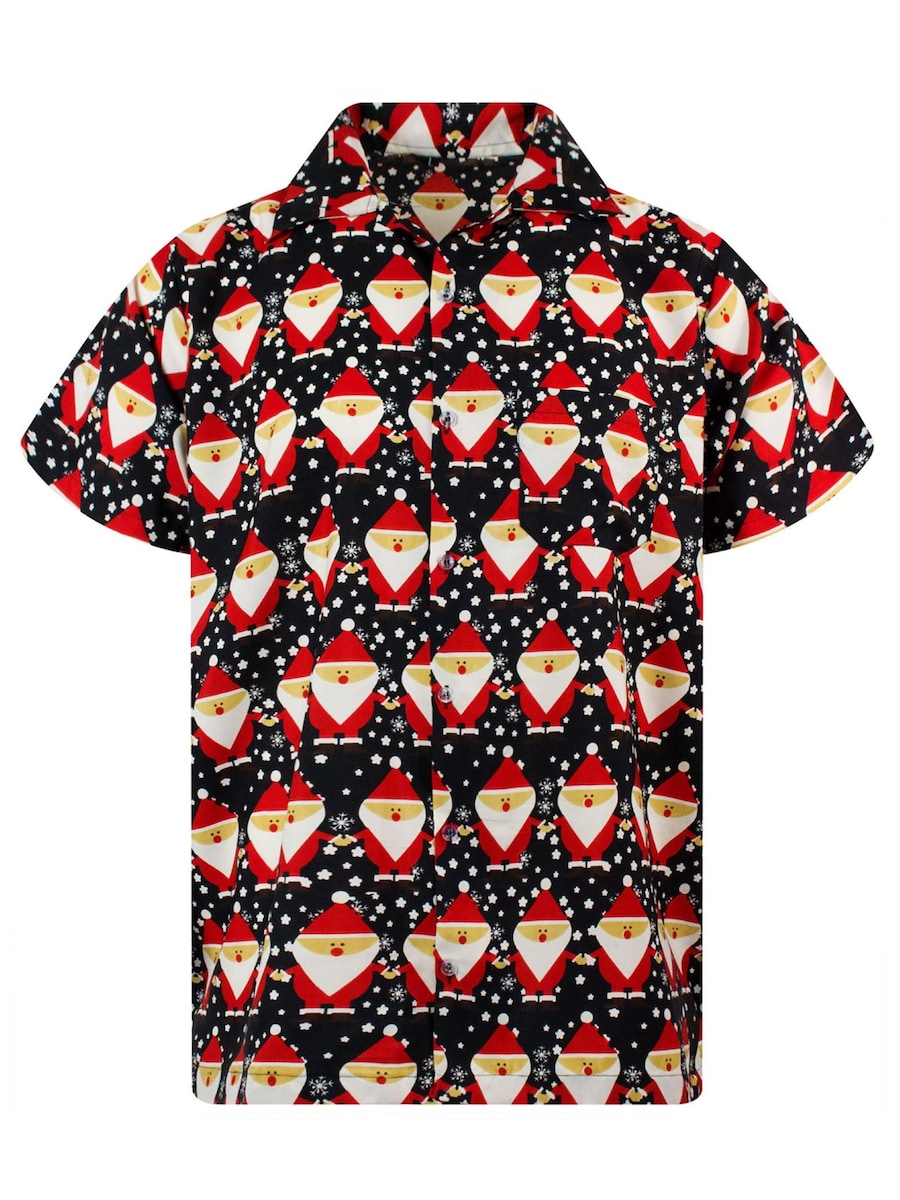 

Рубашка на пуговицах классического кроя King Kameha Christmas Santa Allover, черный