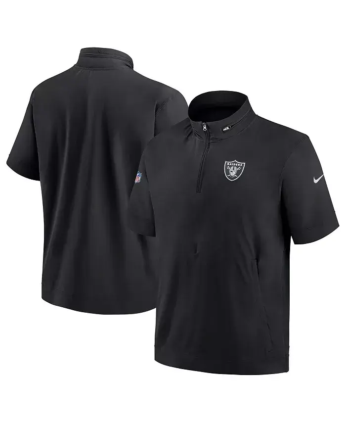 

Мужская черная худи с коротким рукавом и молнией на четверть Las Vegas Raiders Sideline Coach Nike