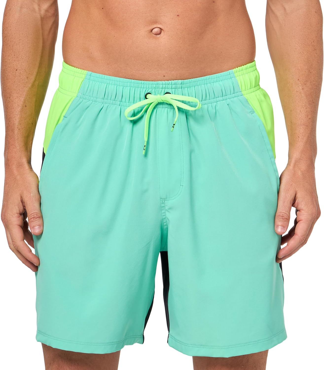 

Плавки-шорты Under Armour Mens Standard Comfort, затягивающиеся на шнурок и полностью эластичный пояс, Color Block Prism Green