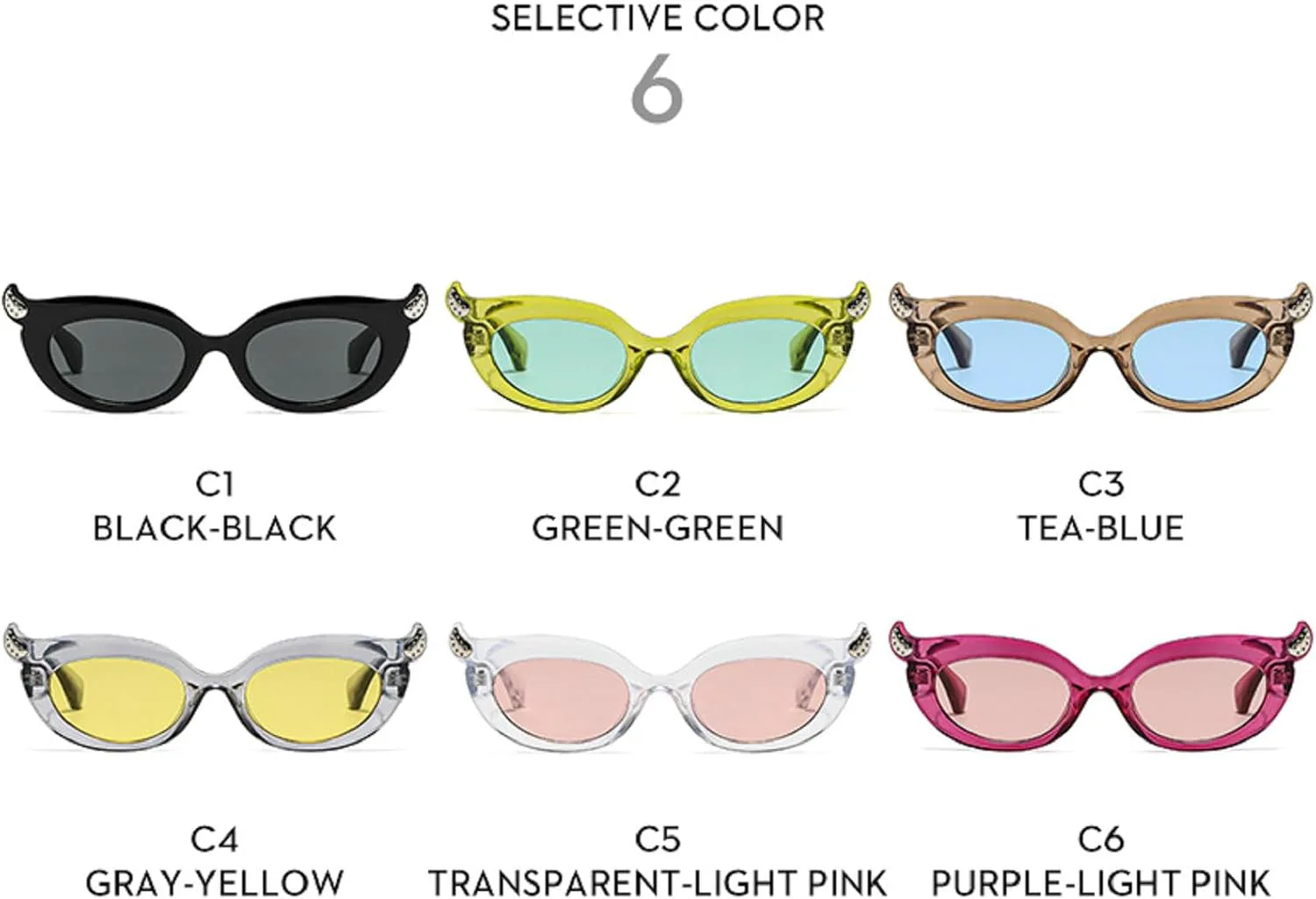 

Женские солнцезащитные очки ретро-размера, маленькие овальные, модные, в стиле «кошачий глаз», винтажные, черные, с защитой от УФ-излучения UV400 mincl, Green Blue