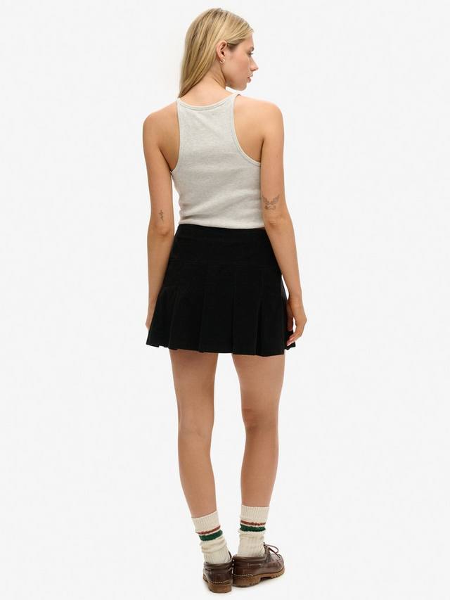 Короткая плиссированная юбка из вельвета Superdry, Bison Black — фото 2