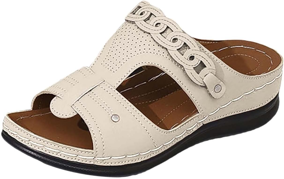 

Женские сандалии с широкой носочной частью, повседневные тапочки при подошвенном фасците, летние ортопедические сандалии на танкетке, удобные пляжные сандалии, стильные мягкие тапочки на платформе, с поддержкой свода стопы для прогулок Generic,...