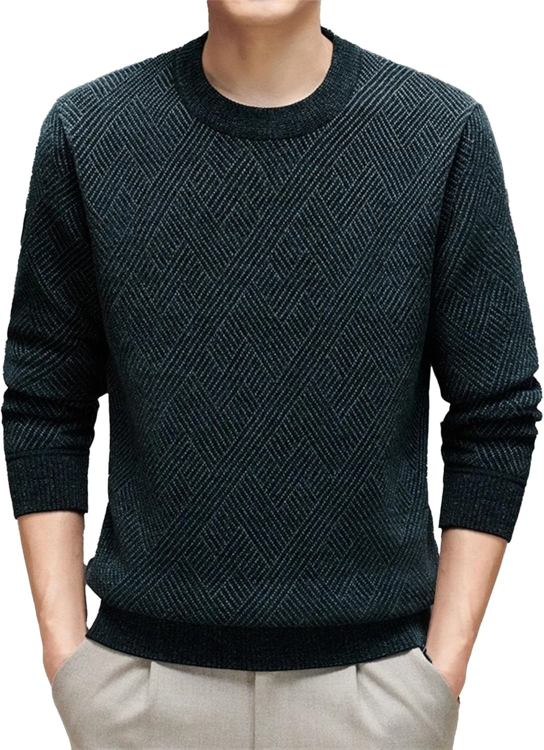 

Мужской свитер-пуловер с длинным рукавом, вязаный, для осени и зимы QOAAIE