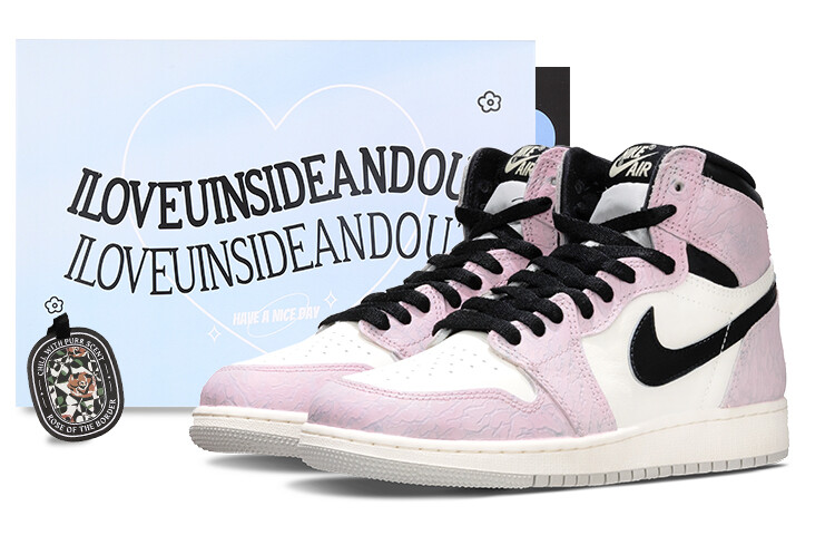 

Баскетбольные кроссовки Air 1 Vintage женские с высоким верхом розовый/белый Jordan