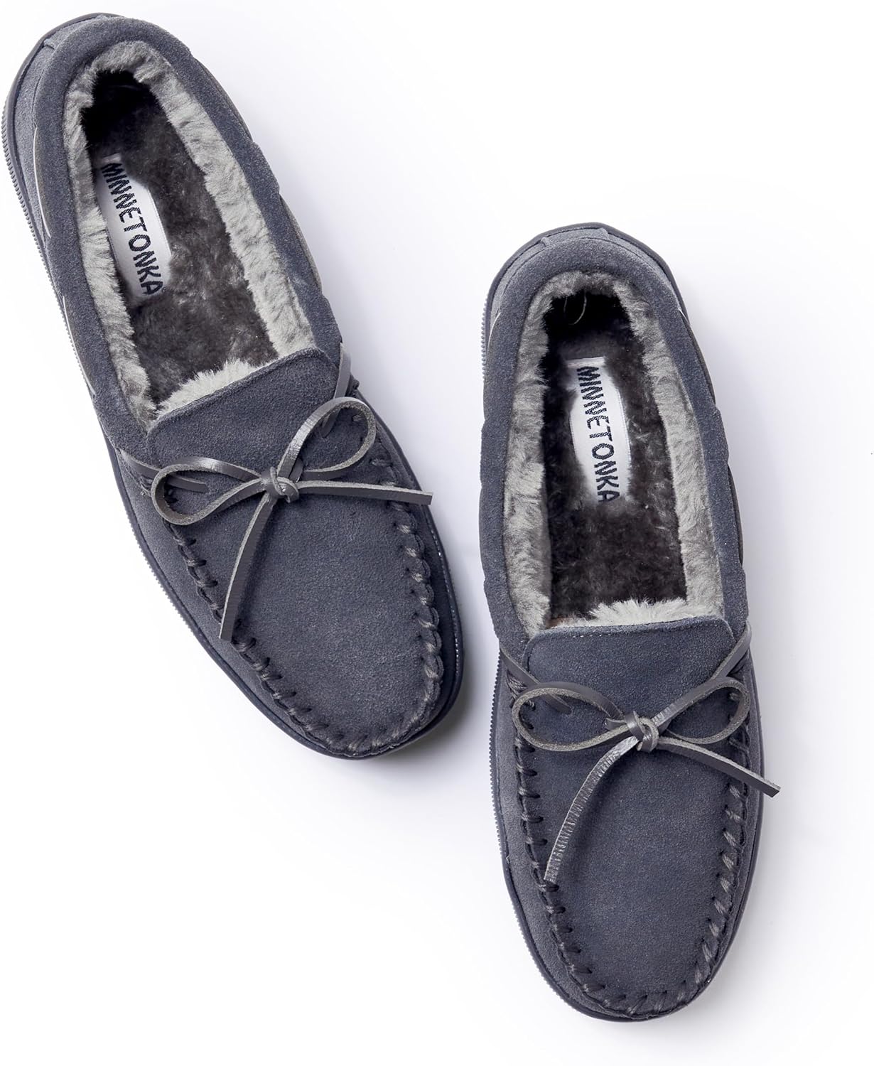 Мужские тапочки Minnetonka с плюшевой подкладкой и жесткой подошвой — фото 4