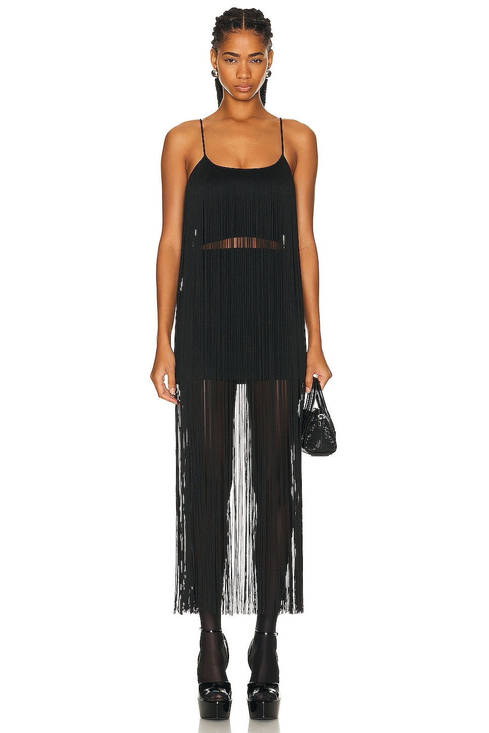 

Топ Alexander Wang Fringe Tank, черный