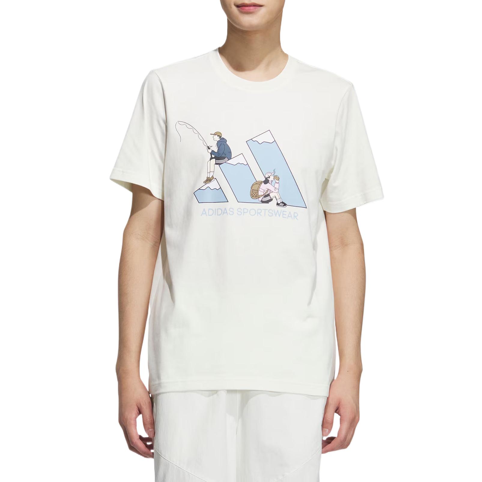 Adidas Графическая футболка с коротким рукавом Unisex Jade White — фото 3