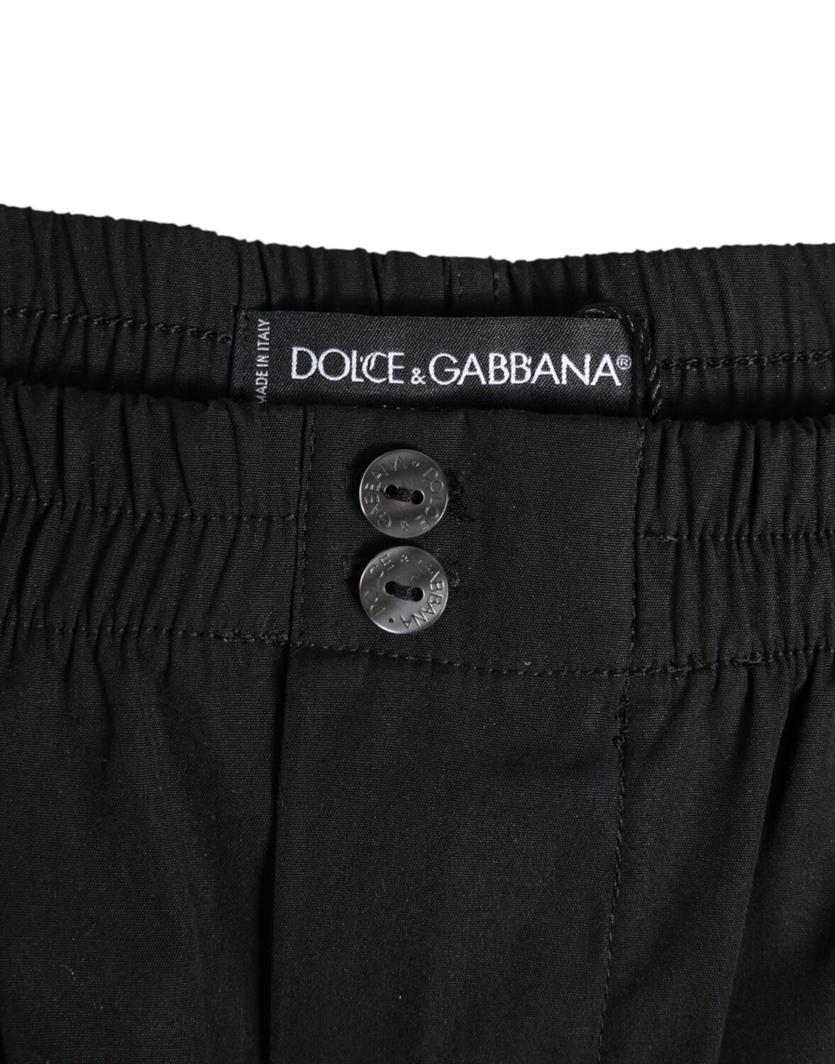 Черный хлопковый купальник с эластичным поясом на пуговицах Dolce & Gabbana — фото 2