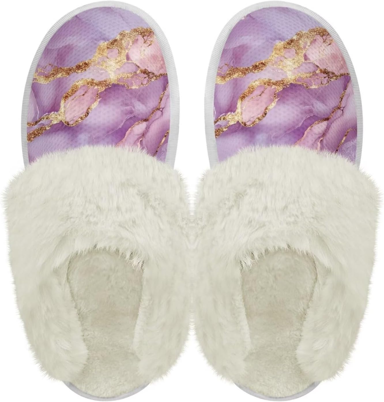 

Хлопковые тапочки с пушистыми краями, домашние тапочки для дома и улицы, хлопковые тапочки унисекс Pjheqoxe, фиолетовый