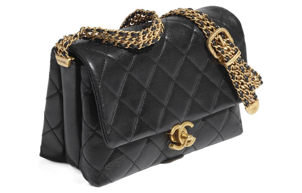 CHANEL Миниатюрная женская черная сумка через плечо из телячьей кожи — фото 2