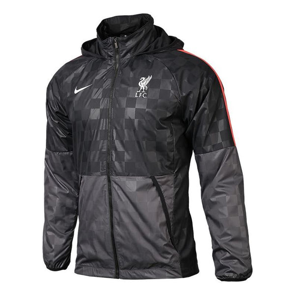 

Куртка Nike Liverpool F.C. AWF Soccer/Football Zipper Sports Plaid Hooded Jacket Black, черный