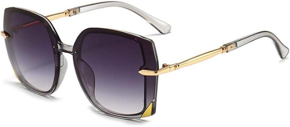 

Женские модные солнцезащитные очки с крупными металлическими дужками, градиентным прозрачно-коричневым дизайном (оправа цвета «чайная» с двойными чайными дужками) SLCHJXS, Gray