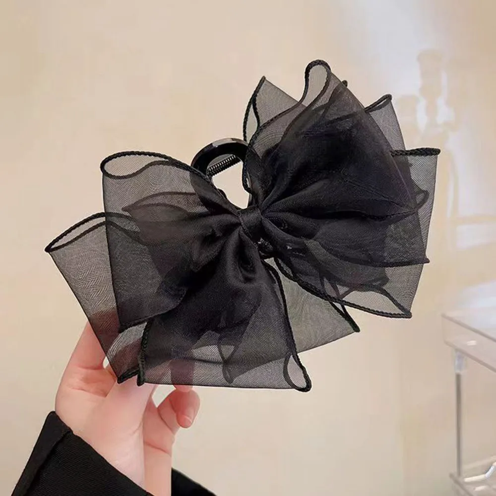 Большая черная ленточная заколка для волос для женщин Miniministore, black