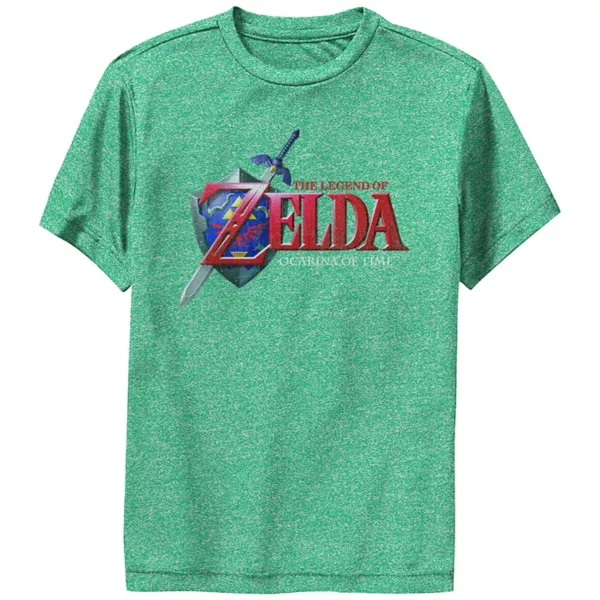

Футболка с классическим логотипом Nintendo Zelda Ocarina of Time для мальчиков 8-20 лет Licensed Character, цвет kelly heather