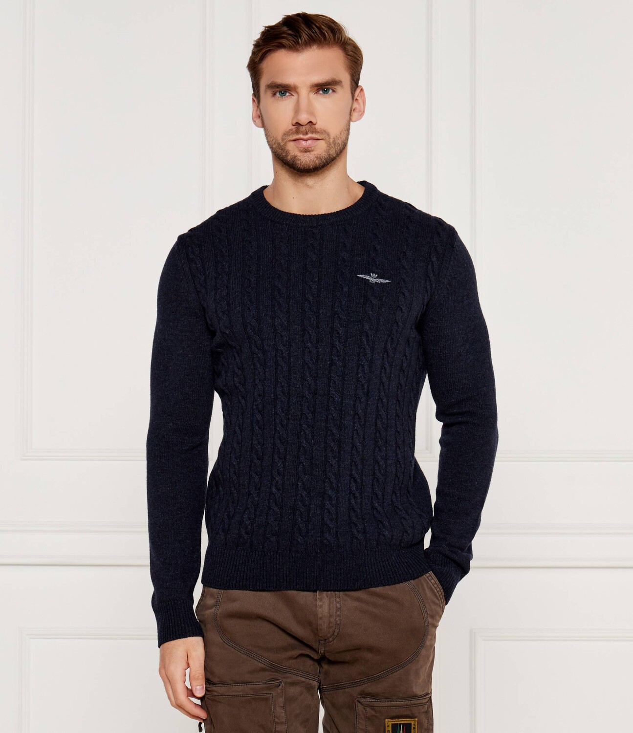 

Свитер из шерсти Aeronautica Militare Regular Fit, темно-синий