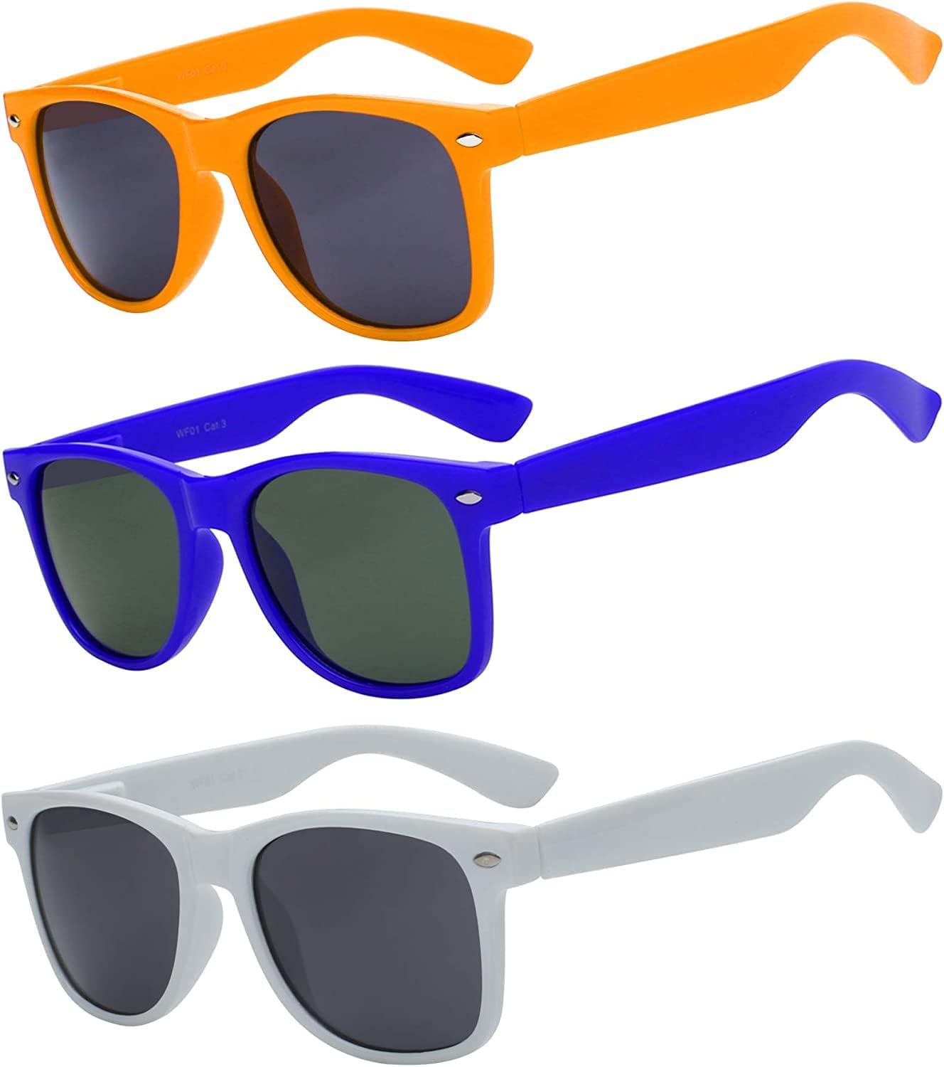 

OWL, набор из 3 солнцезащитных очков для женщин и мужчин, с защитой от УФ-излучения, ретро-линзы дымчатого цвета, модные и стильные женские очки в цветной пластиковой оправе, Orange, Dark Blue, White