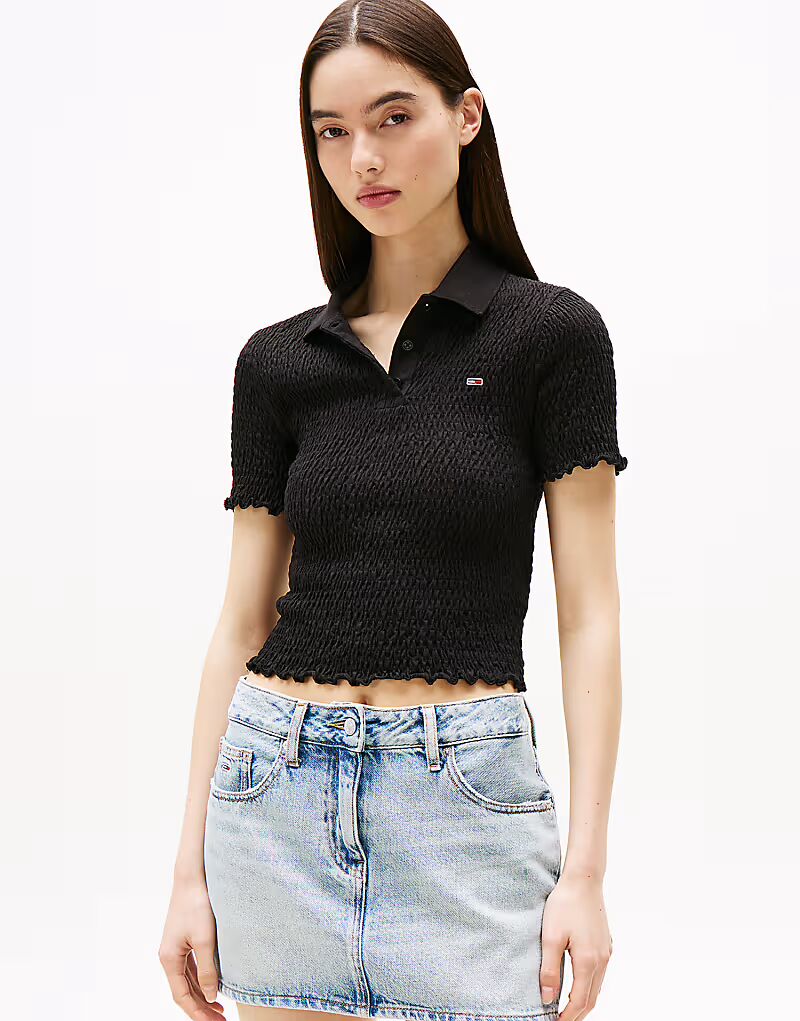 

Поло-рубашка Tommy Jeans slim черного цвета
