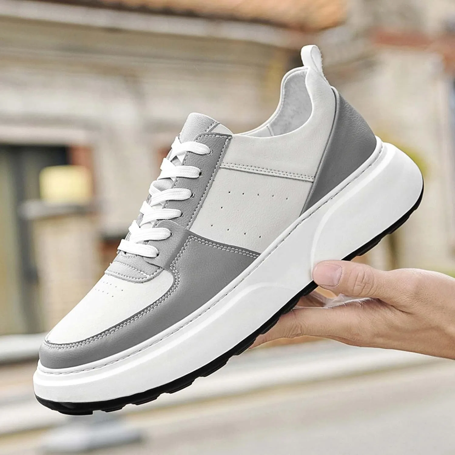 Гандбольные туфли Schuhe Herren Lässige weiße mit dicken Einlegesohlen erhöhter Sohle für jeden Bequeme Schuhe für jeden Herren Schuhe Business Blau 43 WVONIF, Grau — фото 2