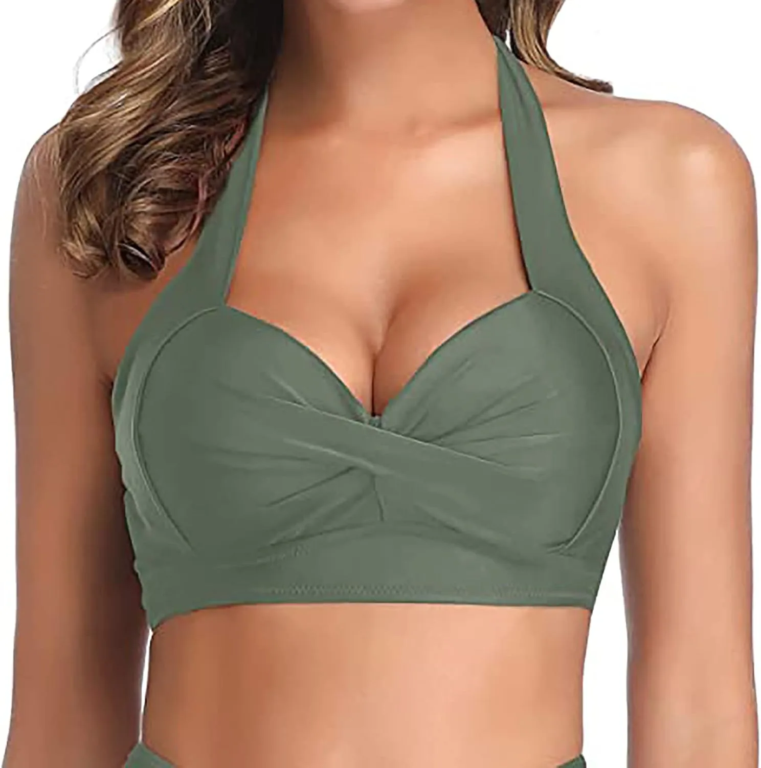 Женский топ танкини Backless Halter с завязками и сборками — фото 2