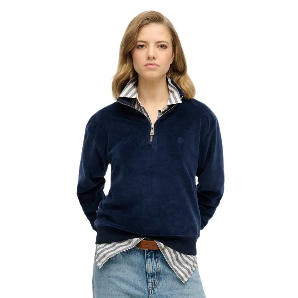 

Толстовка Superdry Velour half zip, синий