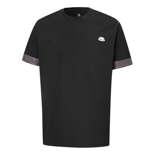 

Футболка men's city short sleeve tee cuff contrasting colors sports round neck black Converse, черный
