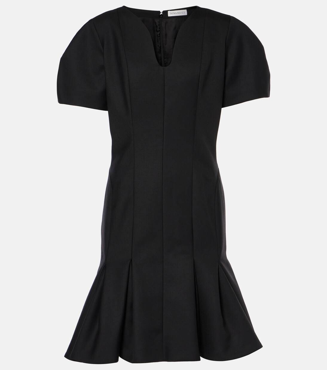 

Платье миди из шерстяного габардина Nina Ricci, черный