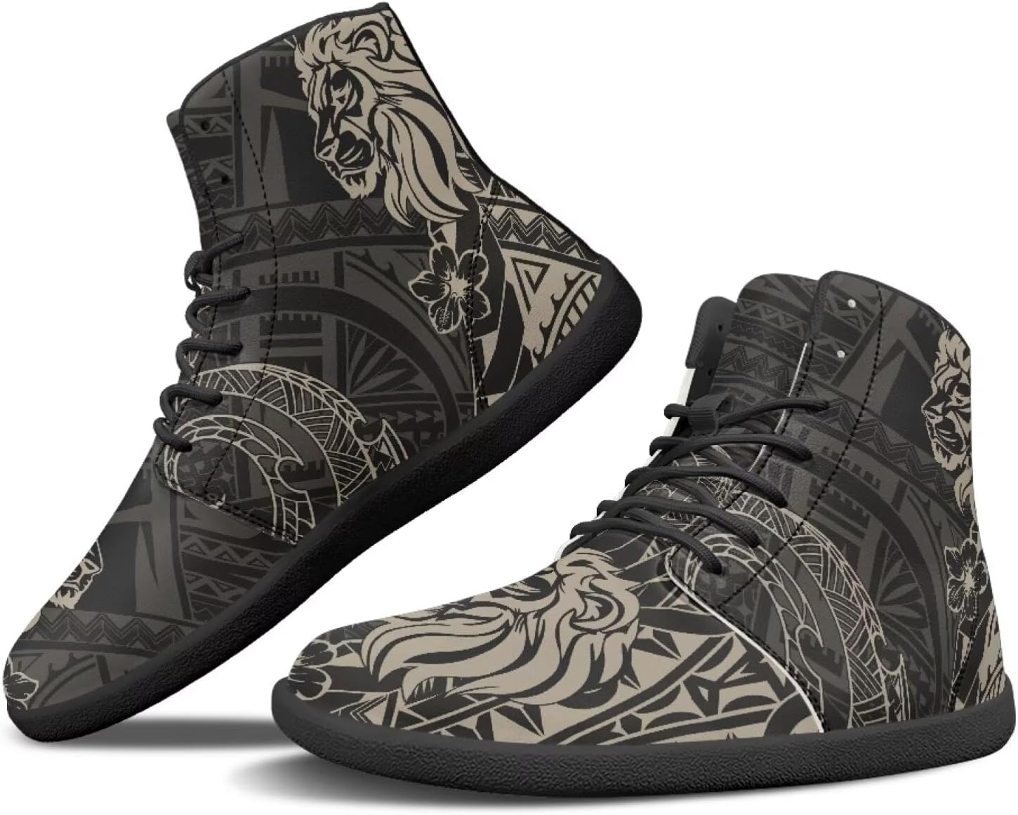 

Мужские кроссовки Binienty для тренировок, с высоким голенищем, из PU-кожи, минималистичные, с нулевым перепадом, женские широкие кроссовки с плоским носком, Polynesian Lion