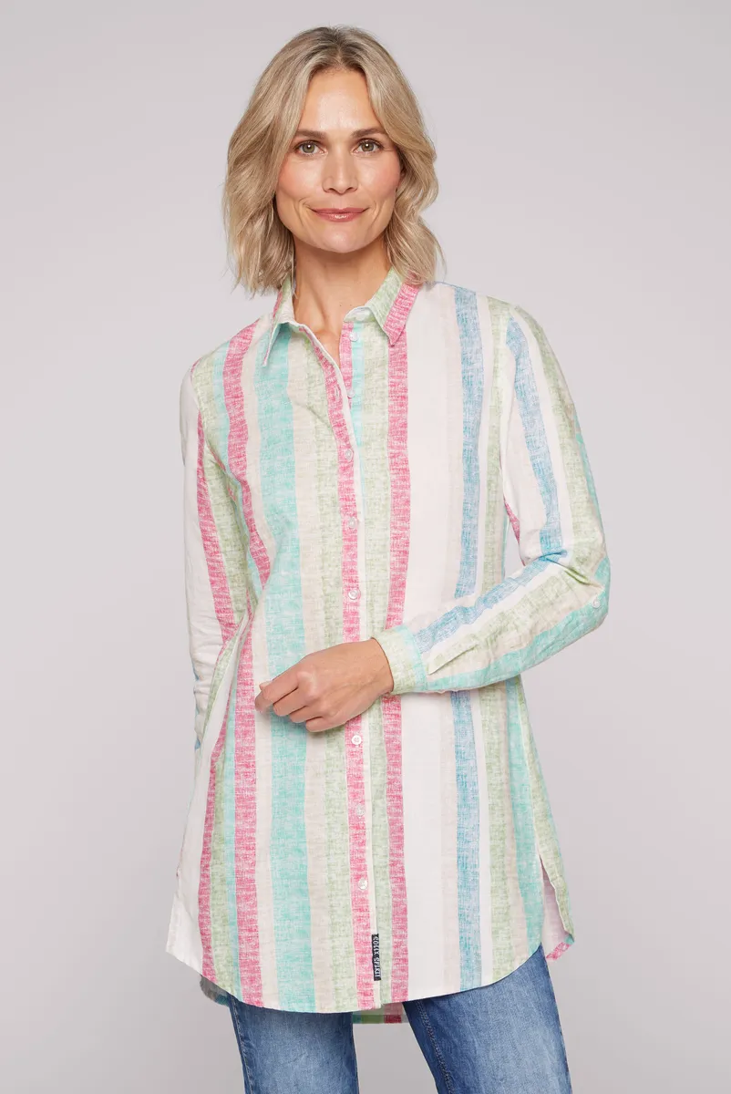 

Блузка SOCCX с длинными рукавами, с отворотом, цвет Multi Color