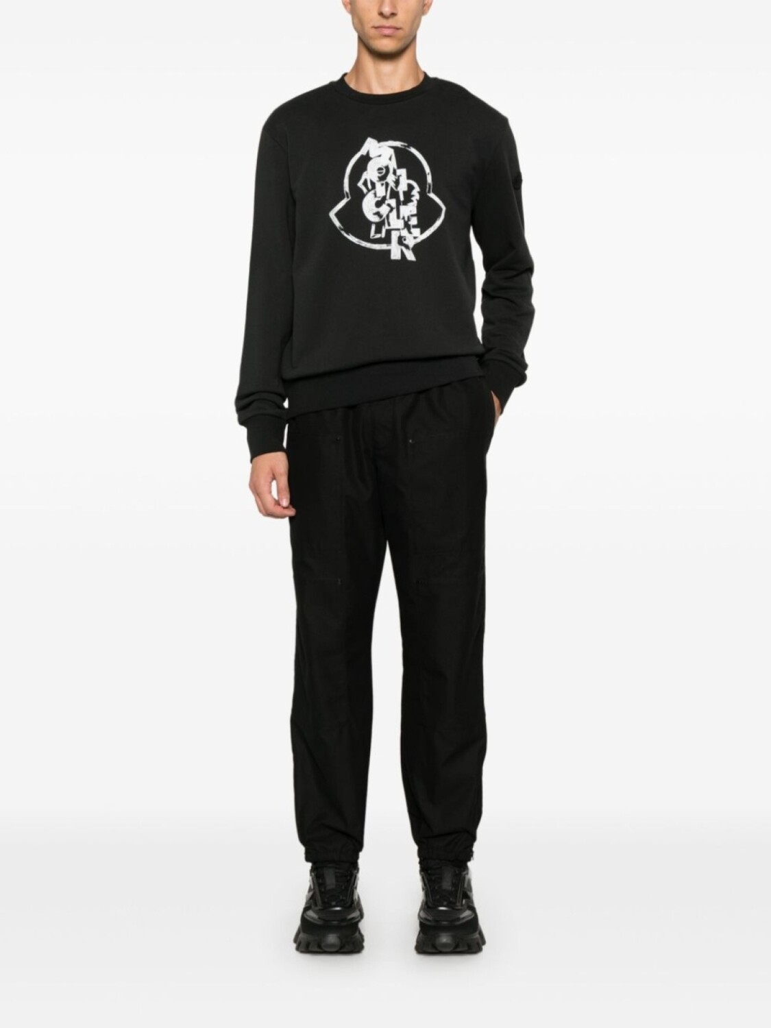 Moncler брюки с вышитым логотипом, черный — фото 2