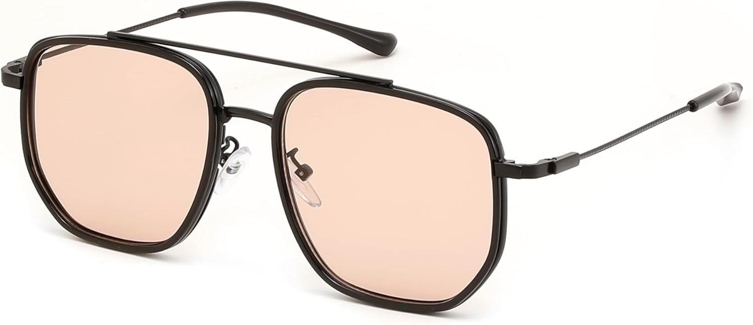 

Солнцезащитные очки FEISEDY Retro Aviator для женщин и мужчин, винтажные, классические, в квадратной металлической оправе, модные солнцезащитные очки B0371, Black Frame Beige Lens