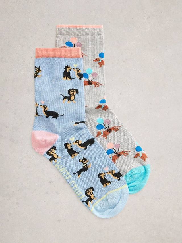 

Носки до щиколотки с животным принтом из хлопковой смеси White Stuff, Pack of 2