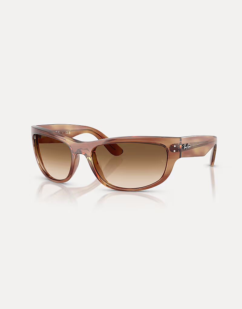 

Солнцезащитные очки Ray-Ban Mega balorama в прямоугольной оправе с коричневыми линзами в полоску коричневого цвета