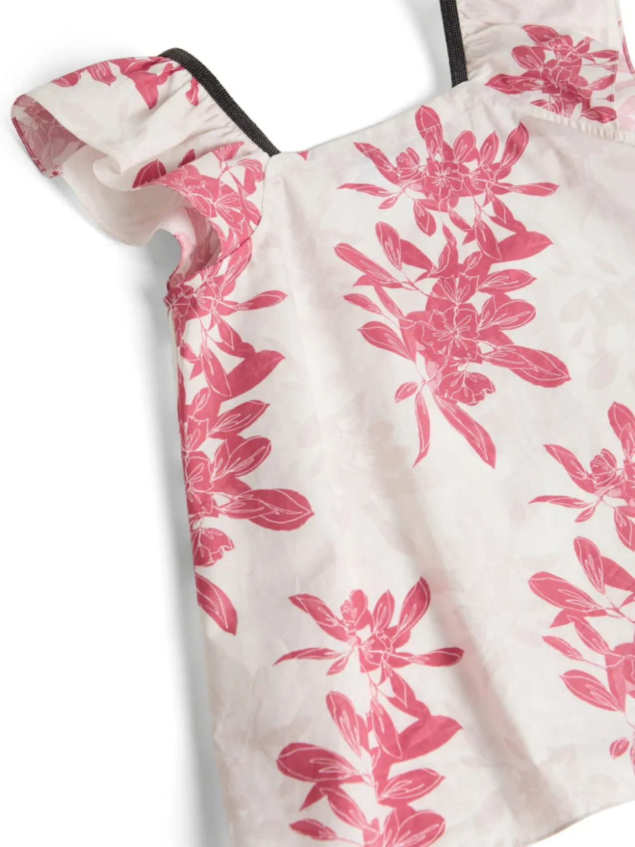 Топ из поплина с цветочным принтом Brunello Cucinelli Kids, розовый — фото 3