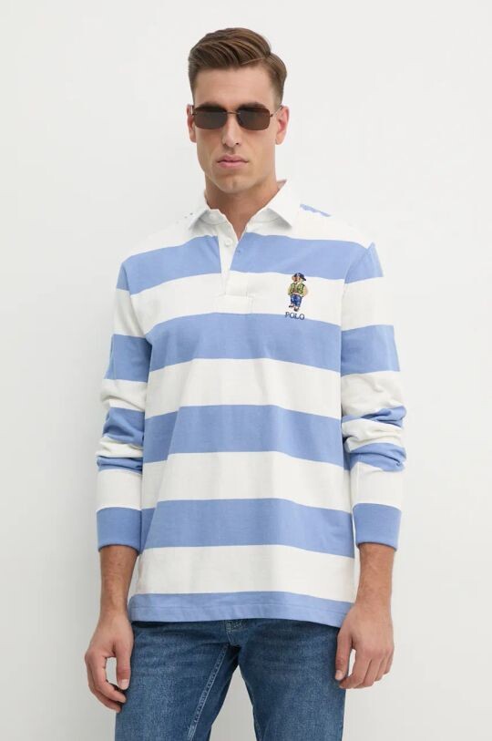 

Хлопковая рубашка с длинным рукавом Polo Ralph Lauren, синий