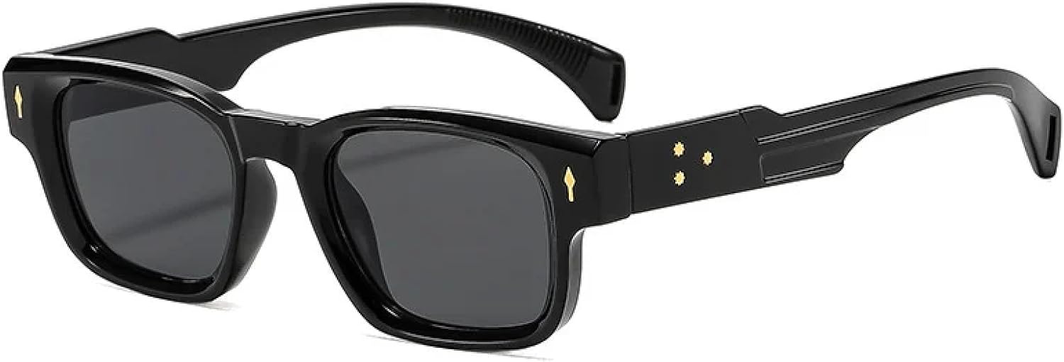 

Солнцезащитные очки с защитой от УФ-излучения UV400 | Маленькая оправа, панк-стиль, заклепки, цветные линзы | Для женщин и мужчин, для занятий спортом на открытом воздухе и вождения DSVIGF, Black-black