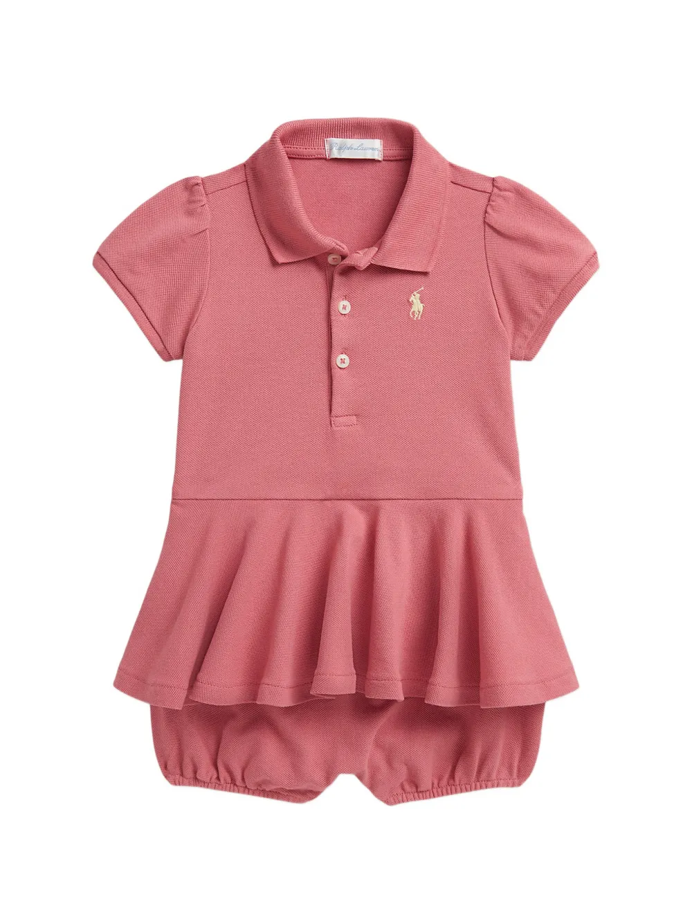 

Комбинезон с оборками и логотипом Polo Ralph Lauren Kids, розовый