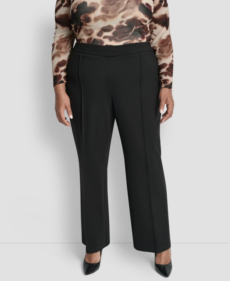 

Брюки прямого кроя средней посадки с плиссировкой, большого размера DKNY, Black