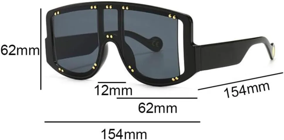 

Солнцезащитные очки-щитки, большие солнцезащитные очки для женщин, солнцезащитные очки в крупной оправе для мужчин, очки с заклепками HDUBFY, White Black