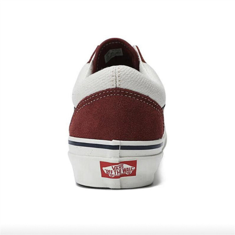 Кроссовки Vans Old Skool Skateboarding Shoes Men Low-top Wine Red/White, цвет Burgundy — фото 4